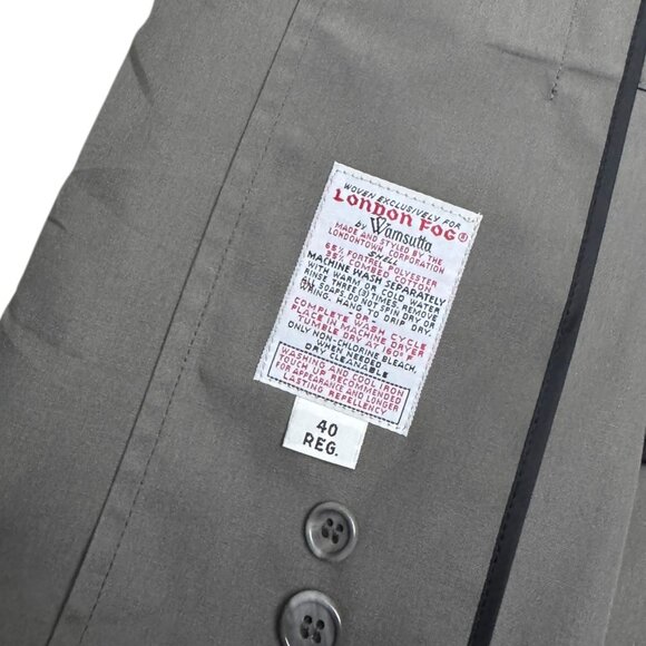 LONDON FOG Vintage Luxury Designer Gray Long Business Trench Coat Mens 40R - Picture 8 of 8